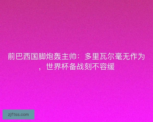 前巴西国脚炮轰主帅：多里瓦尔毫无作为，世界杯备战刻不容缓